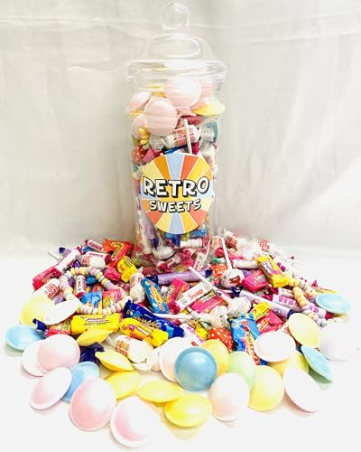 Candy Lane Large Retro Sweet Gift Jar, 800g, Assortment with Wham Bars, Flying Saucers, Love Hearts, Drumsticks, Refreshers