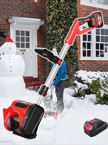 Pala da neve elettrica portatile da 1200W, batteria universale 20V 4.0Ah, profondità 16 cm, larghezza 33 cm, distanza di lancio 7,9 m, maniglia frontale regolabile, asta telescopica rimovibile