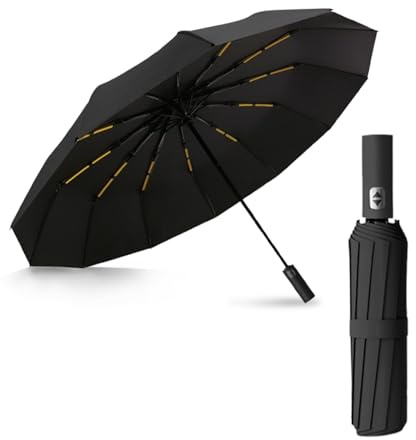 Omnikryp Paraguas Plegable, Paraguas Antiviento Automatico, 24 Varillas Antitormentas, Revestimiento de 210T, Protección UV, Portátil, para Mujer Hombre