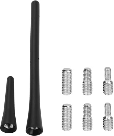 Antenna Auto, 2 pcs Autoantenne Kurzstabantenne Universell von 6,5cm und 18cm mit 6 Verbindungsschrauben Mini Autoradio Antenne von M4 M5 M6 FM/AM/DAB KFZ Antenne Schwarz mit Verstärktem Empfang