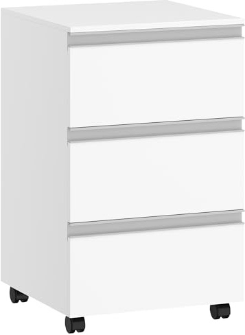 Hzuaneri Rollcontainer 40x40x65.5cm 3 Schubladen weiß | Mobil, 3 Schubl., stabil. Für A4/Letter. Büro/Homeoffice. 40x40x65,5cm, weiß, robuste Konstruktion. Ref. FC55303X.