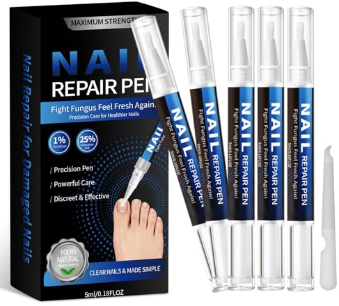 Nail Fungus Treatment Pen (5 Count) 25% Undecylenic Acid Maximum Strength Toenail Fungus Pen, Suitable for Toenail Repair for Damaged, Broken& Discolored Nails Repair -5ml/0.18FLOZ