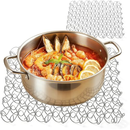 Topfuntersetzer, Hitzebeständiger Untersetzer für Küche, Schutz für Arbeitsplatte und Tisch, Edelstahl Topfuntersetzer 17,5 x 17,5 cm, Ideal für Töpfe und heiße Gerichte