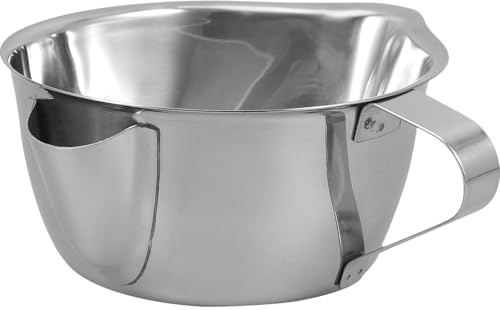 SOLUSTRE Edelstahl Ölabscheider Schüssel 500 Ml mit Griff und Filtersieb Fett und Ölfilterschale für Küche Suppenfettabscheider zum Öl Trennen und Gesunde Ernährung