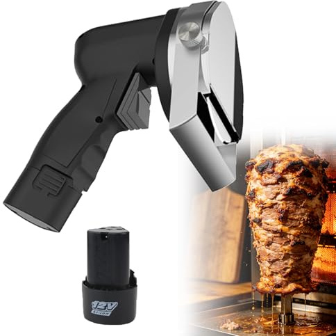 KRYANFEN Coltello Elettrico Affettatrice Professionale Potenza 80W capacità 60kg/h Regolazione 1-8mm Lama in Acciaio Inox per Negozi Kebab Locali Coltello Elettrico per Carne