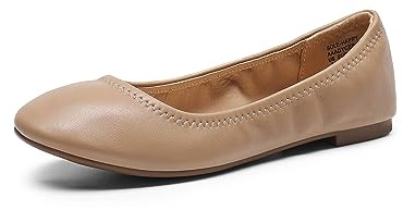 DREAM PAIRS Women's Slip On Round Toe Ballerina Ballet Flats Pumps Shoes,Size 6,Nude,Sole-Happy