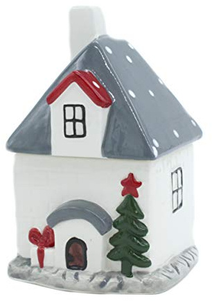 DARO DEKO Keramik Haus mit Deckel 10,5cm x 17,5cm