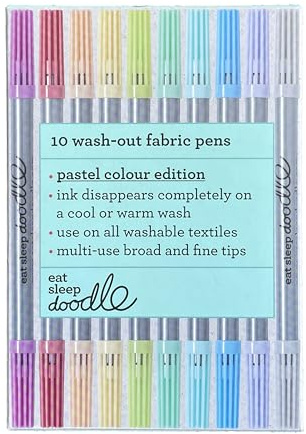 eatsleepdoodle Originale auswaschbare Filzstifte, 10 Stück mit feiner und dicker Spitze, Pastellfarben