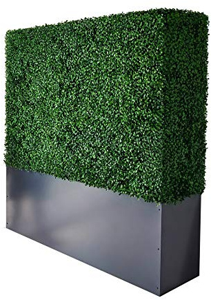 AGPL Upgraded Artificial Boxwood Hedge Wall with Gray Color Planter,Room Divider and Privacy Wall Backdrops Outdoor Privacy Fence for Patio,Balcony,Restaurant,Garden,Party Décor (48 H 48 W 12 D)