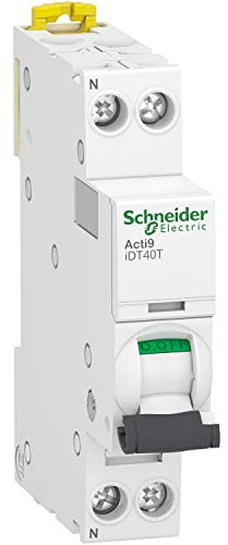 Schneider Electric - Acti9 iDT40T - disjoncteur modulaire - 1P+N - 40A - courbe B - 4500A/6kA - A9P12640