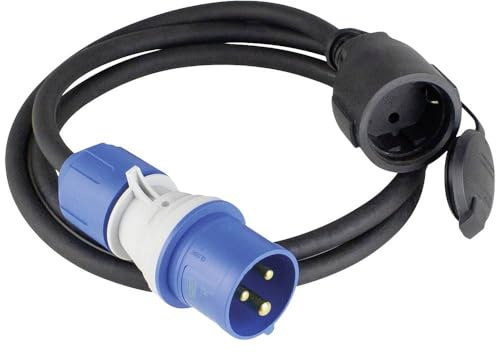 as - Schwabe Camping CEE-Adapterleitung 1,5m - CEE-Stecker 3-polig mit powerlight Spannungsanzeige + Schutzkontaktsteckdose - für Camping und Outdoor-Einsatz - spritzwassergeschützt IP44, 61408