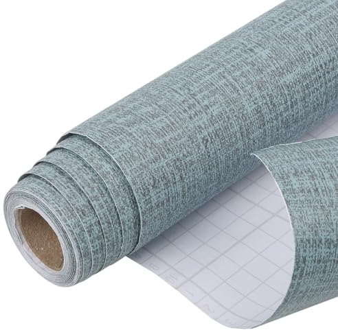 Arthome Peel and Stick Contact Paper 40x305cm Grasscloth Textured Wallpaper,Self-Adhesive and Removable Wall Paper for Bedroom,Living Room,Cabinet Countertop,Stick On Wall Covering (Blue