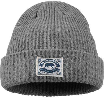 Clape Unisex fiskarmössa hatt stickade mössor för män kvinnor mjuk varm mössa vintermössa ullhatt stickad hatt trawler rullmössa, KH16-grå, En Storlek