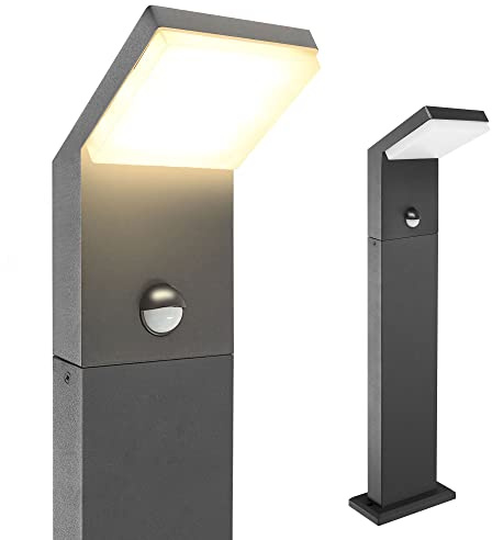 Maxkomfort Standleuchte Außenleuchte mit Bewegungsmelder Wegbeleuchtung LED Schwarz IP44 Außenbeleuchtung Garten moderne 80cm Standlampe aus Aluminium 1505A1-800