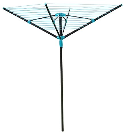 JVL 4 Arm Powder Coated Steel Rotary Airer, 40 Metres, Grey,11-210