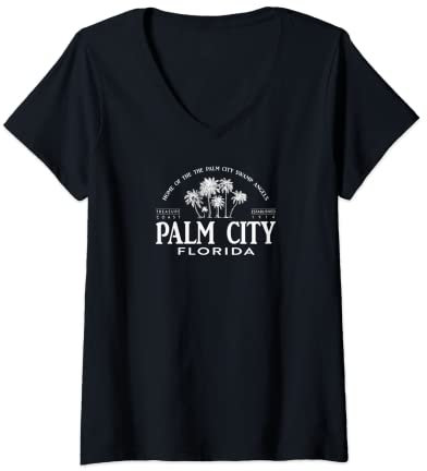 Womens Palm City Treasure Coast Gift Swamp Angels V-Neck T-Shirt
