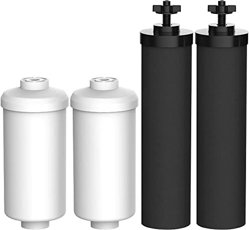 Ouxunus Wasserfilter, Ersatz für schwarze Filter (BB9-2) und Fluoridfilter (PF-2) Kombi-Pack und Schwerkraftfiltersystem – inklusive 2 schwarzen Filtern und 2 Fluoridfilter (4)