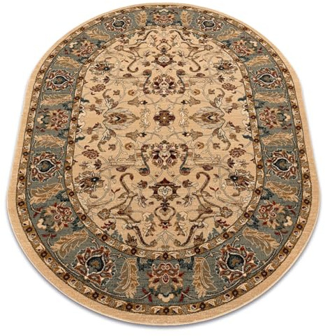 rugsx Wollteppich Omega für Wohnzimmer Schlafzimmer Grün Oval 170x235 cm