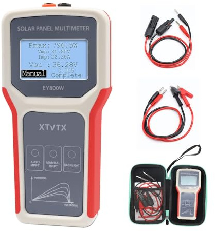Testeur de panneau solaire, multimètre de panneau photovoltaïque style amélioré EY800W, avec écran LCD ultra clair