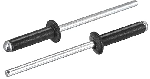 sourcing map Remaches ciegos de aluminio, 3,2 mm x 13 mm, remache de extremo abierto, cabeza redonda plana para unir placa de metal, cuero, negro, 400 piezas