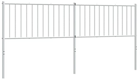 vidaXL Kopfteil, Bettkopfteil aus Stahl Metallkonstruktion, Betthaupt für Bett Metallbett Doppelbett, Bettzubehör Schlafzimmer, Metall Weiß 193cm