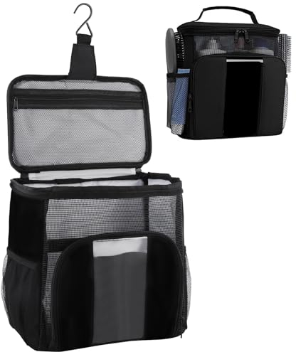 Akuirtoi Kulturbeutel zum Aufhängen für Reisen, Damen, Herren, Make-up und Toilettenartikel, Organizer-Set, Schwarz, modisch