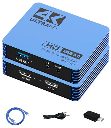 GUERMOK Video Capture Card for Switch, USB3.0 HDMI to USBC Capture Card, 4K30 or 1080P60 Capture Devices for Gaming Live Streaming Video Recorder, for Windows Mac OS System OBS Zoom PS4/5 Xbox1