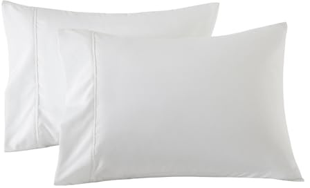 WINLIFE Standard Pillowcases Set of 2 100% Egyptian Cotton Standard Pillow Cases 2, 20×26 inches, Soft and Breathable Pillow Cover, Bright White