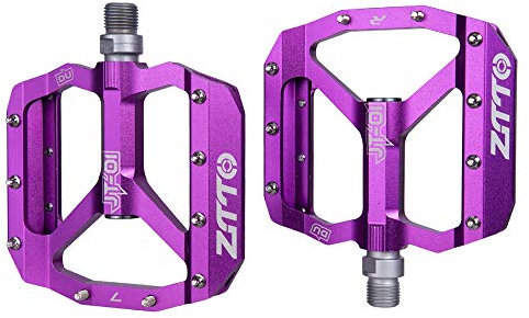 Pedale Fahrrad MTB Lager Aluminiumlegierung flaches Pedalräder gut Griff Leicht 9/16 Pedale groß Fahrradpedale (Color : JT01-Purple)