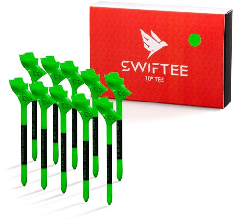 SWIFTEE Premium 10 Degree Golf Tees for Driver or Iron - Help Reduce Spin & Slice, Improve Distance & Precision (Pack of 10 Tees)