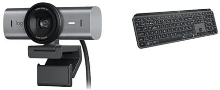 Logitech MX Brio Ultra HD 4K Collaboration and Streaming Webcam, 1080p at 60 FPS & MX Keys S PLUS Wireless Keyboard, Low Profile, Fluid Quiet Typing, Programmable Keys, Backlighting, Bluetooth