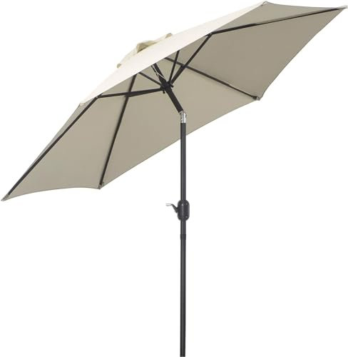 azorex Sombrilla Parasol Reclinable para Jardín Patio Terraza Playa Piscina con Manivela Protector UV Φ2.7x2.35m Aluminio (Blanco)