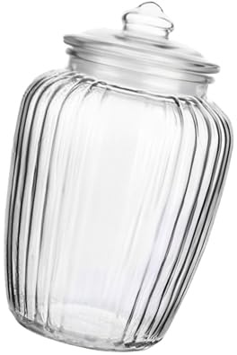 Gralara Tarro de Vidrio Grande Hermético Decorativo Multiusos de 2000ml para Comida, Té, Galletas, Especias, Granos de Café - Rayas Verticales