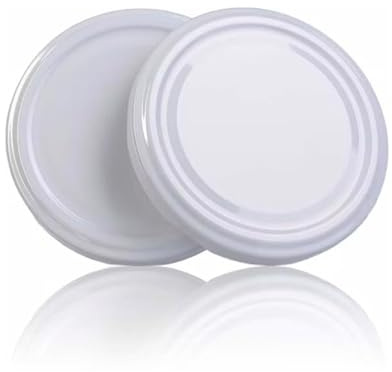 Generico Capsule per Barattoli di Vetro per Conserve, Bianche, Diametro 63 mm, Confezione da 100 pezzi - CAPSULE PER PASSATA DI POMODORO IDONEI ALLA BOLLITURA - TWIST OFF 63 MM