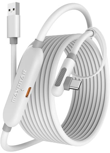 Maxonar VR Charging Link Cable 5m (Next-Gen Chip) Compatible with Meta Quest 3S/Quest 3/Oculus Quest 2/Pico 4 and PC VR Headset Steam VR Accesorios 5Gbps High Speed USB 3.0 to USB C Cable (White)
