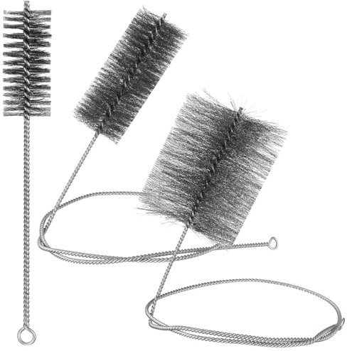 Sinmoe 3 Cepillos para Tubos de Estufa 40 mm 80 mm 150 mm Set de Cepillos para Horno Escoba para Chimenea con Varilla de Empuje Larga Flexible Set Limpieza de Cepillos para Horno Cepillo de Caldera