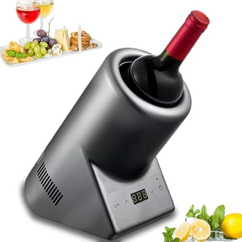 Dfdieratve Enfriador de Vino EléCtrico, Cubo Enfriador de Vino para 750 Ml de Vino Tinto y Blanco o Un Poco de ChampáN, Enfriador de Vino para Una Sola Botella, Enfriador Sin Hielo para Fiestas,A