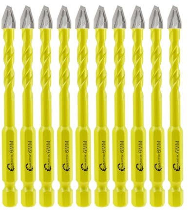 Foret Excentrique à Tête Crochue - SANLEETEK Set de Foret Carrelage pour Bois Plastique Maçonnerie Carreaux de céramique Béton Marbre 10 pièces 6mm, Queue à Changement Rapide