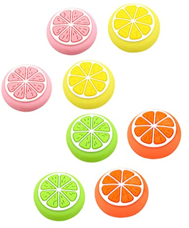 DOITOOL Cappucci per Joystick in Silicone Frutta 8 Pezzi, Protezione Antiscivolo Facile da Installare per Levette Analogiche, per Gaming e Thumb Sticks Colore Casuale