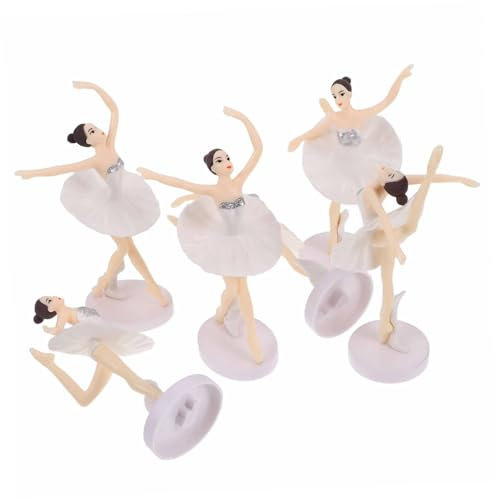 TOYANDONA 2sätze Ballerina-balletttänzerinnen Figur Mit Weißem Tutu in Ballettposition Ballettmädchen-Statue Ballettmädchen-skulptur Für Puppenhaus-Dekoration