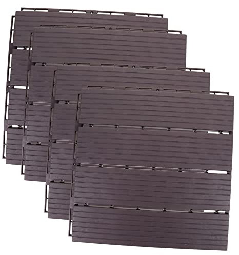 SEWOART 4pcs Interlocking Decking Tiles Plastic Imitation Wood Patio Deck Tiles for Balcony Floor Outdoor Flooring Home Decor