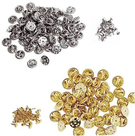 LALAFINA 100sets Spille Distintivi Fermacravatta Fermagli per Spille Accessori per Gioielli Fai da Te Argento Robusti e Leggeri per Badge e Creazioni Personalizzate