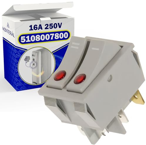 Botón de Encendido del Radiador Aceite SR-55 16А 250V con Código Original 5108007800 para Delonghi - MONTERAL