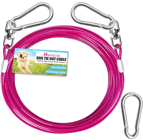 HaiYUAN Cable de amarre para perro, cadena de perro resistente para patio, correa y correa para exteriores, azul/morado/verde/rosa, 10/15/20/30 pies, correa para perros exteriores