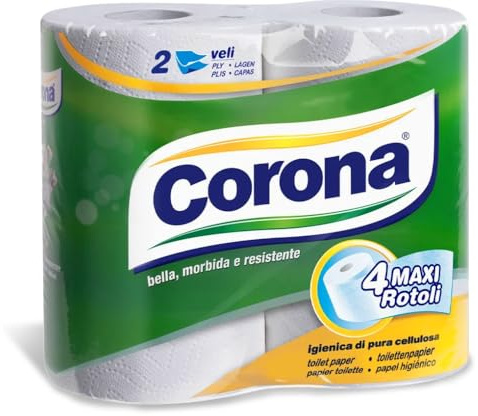 Carta Igienica Due Veli Carta Corona – Maxi Scorta 40 Rotoli – Morbida, Assorbente e Robusta – Ideale per Famiglie e Ambienti di Lavoro