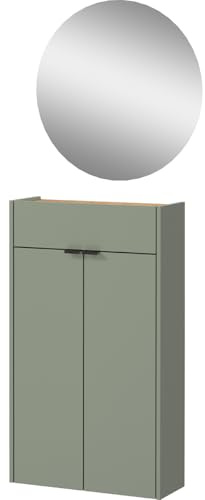 Germania 2-TLG. Garderoben-Set 7936-629 GW-Ameca, in Taupegrün/Navarra-Eiche-Nb., mit geringer Tiefe, 56 x 200 x 22 cm (BxHxT)