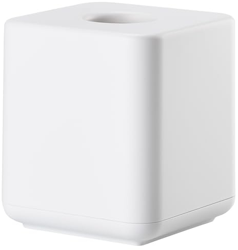 Zone Denmark Ume Taschentuchbox – Nachfüllbare Kosmetiktucher Box für Bad, Küche und Flur – Tissuebox aus Kunststoff – 13 x 13 x 15,1 cm – Weiß