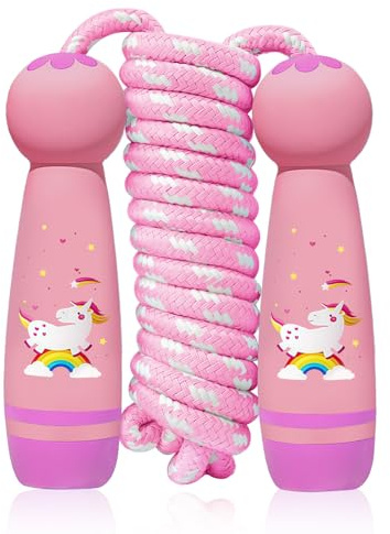 Flintronic Hopprep Justerbart Barn, 260 cm Hopprep Med Tecknat Trähanttag För Män Kvinnor Barn Fitness Träningspel Benutveckling För Att Främja Rosa A