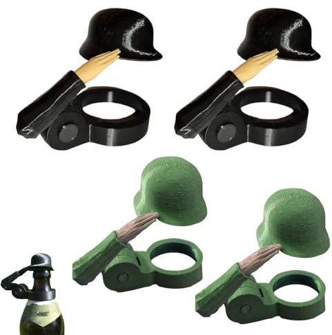 XFSRG Bierflaschenverschluss Soldatenhelm Design Kunststoff Flaschenverschlüsse für Partys und Treffen(Schwarz, Fruchtgrün)
