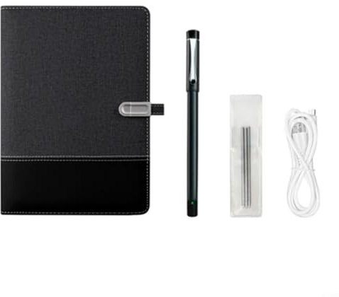 HavenDomicile Smart Pen Notebook Set, Smart Pen Digital + Kleiner Notizblock, Echtzeit-Notiz-Digitalisierung, kompatible Handschrifttafel, Textkonvertierung, tragbar, schwarz (Smart Pen + Papier 16G)